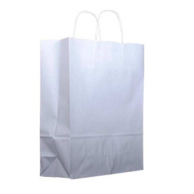 Bolsa Papel Kraft Blanca con Asas 100g 32+12x41 cm (200 Uds)