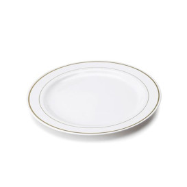 Plato de Plastico extrarigido con Ribete Oro 19 cm (200 Uds)