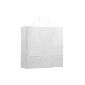 Bolsa Papel Kraft Blanca con Asas 100g 18+8x24cm (300 Uds)