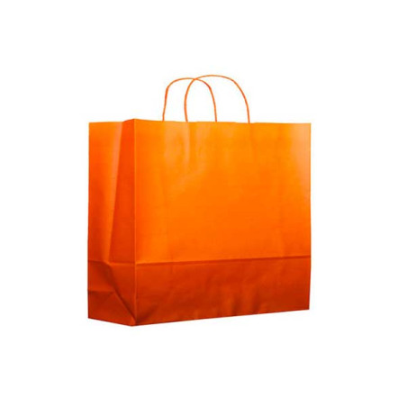 Bolsa Papel Naranja con Asas 100g/m² 22+9x23cm (25 Uds)
