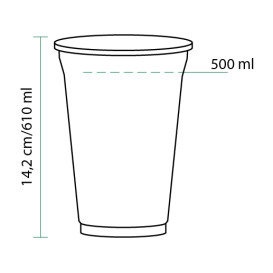 Vaso de Plástico Rígido de PET 610ml Ø9,8cm (500 Uds)