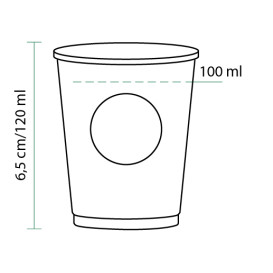 Vaso de Carton Eco. BioWare PLA 4Oz/120ml Ø6,2cm (80 Uds)