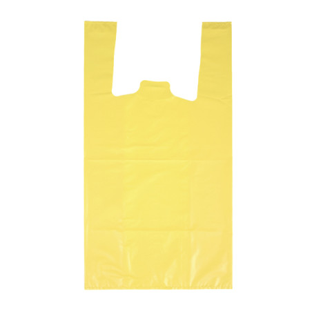 Bolsa Plástico Camiseta Reutilizable Amarillo 42x53cm 50µm (40 Uds)