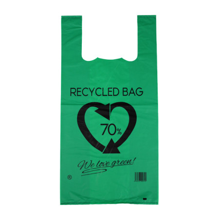 Bolsa Plástico Camiseta Reutilizable Verde 42x53cm 50µm (20 Kg)