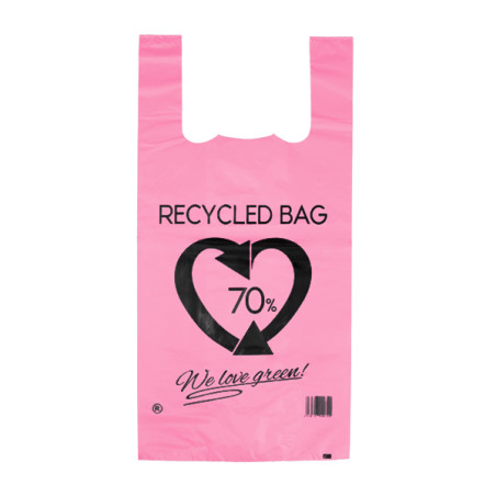 Bolsa Plástico Camiseta Reutilizable Rosa 42x53cm 50µm (1 Kg)