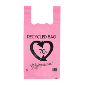 Bolsa Plástico Camiseta 70% Reciclado Rosa 42x53cm G200 (1.000 Uds)