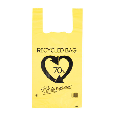 Bolsa Plástico Camiseta Reutilizable Amarillo 42x53cm 50µm (1 Kg)
