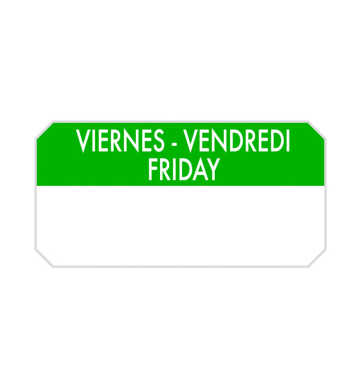 Rollo Adhesivo Rectangular “Viernes” 5x2,5cm (1.000 Uds)