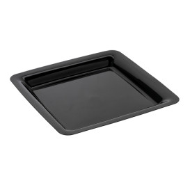 Plato Reutilizable PS Cuadrado Extra Rigido Negro 22,5x22,5cm (20 Uds)