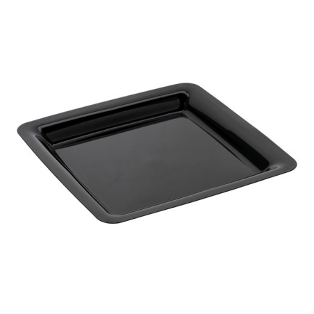 Plato Reutilizable PP Cuadrado Extra Rigido Negro 23x23cm (20 Uds)