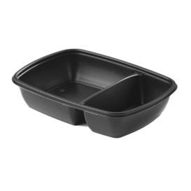 Envase PP Negro 2C con tapa 1300ml 28x20cm (90 Uds)