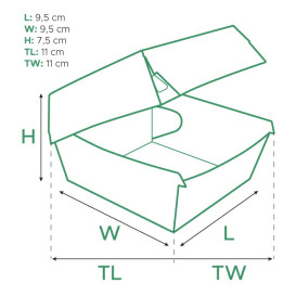 Caja Hamburguesa en Cartón Kraft 11x11x7,5cm (50 Uds)