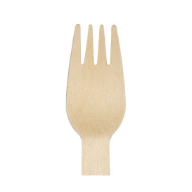 Tenedor de Madera Desechable Enfundado 16cm (500 Uds)