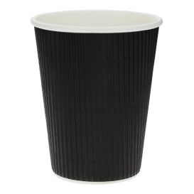 Vaso Cartón 12 Oz/360ml "Rizado" Negro Ø8,7cm (25 Uds)