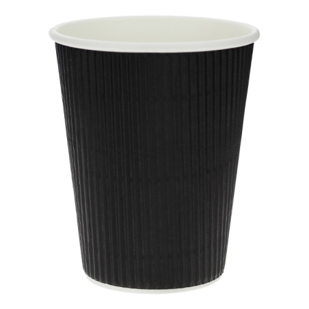 Vaso Cartón 12 Oz/360ml "Rizado" Negro Ø8,7cm (25 Uds)