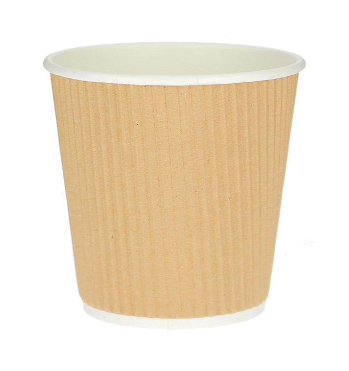 Vaso Cartón 4 Oz/120ml "Rizado Kraft" Marrón Ø6,2cm (1000 Uds)