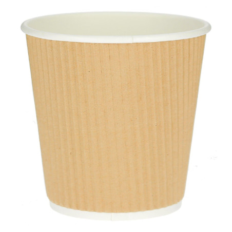 Vaso Cartón 4 Oz/120ml "Rizado Kraft" Marrón Ø6,2cm (1000 Uds)