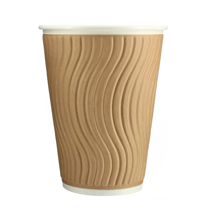 Vaso Cartón Rizado 12 Oz/360ml Kraft Ø9,0cm (37 Uds)