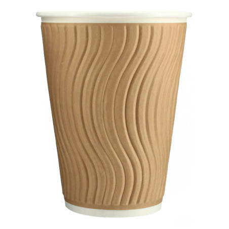 Vaso Cartón Rizado 12 Oz/360ml Kraft Ø9,0cm (37 Uds)