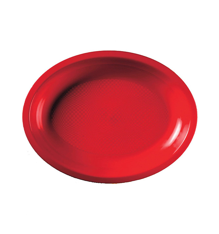 Bandeja Reutilizable PP Ovalada Round Rojo  31,5x22cm (25 Uds)