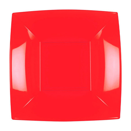 Plato Duro Reutilizable PP Hondo Rojo "Nice" 18cm (25 Uds)