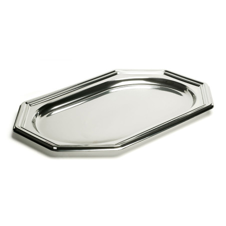 Bandeja Reutilizable rPET Octogonal Plata 46x30cm (5 Uds)