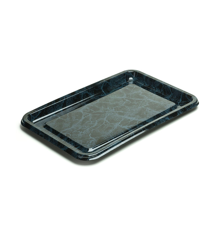 Bandeja Reutilizable PET Rectangular Mármol 46X30cm (5 Uds)