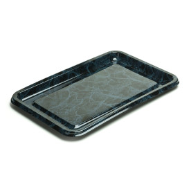 Bandeja Reutilizable PET Rectangular Mármol 46X30cm (50 Uds)