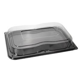 Bandeja Reutilizable PET Negra con Tapa  55x37cm (5 Uds)