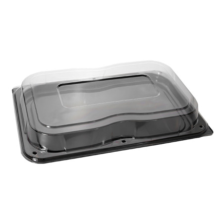 Bandeja Reutilizable rPET Negra con Tapa  55x37cm (5 Uds)