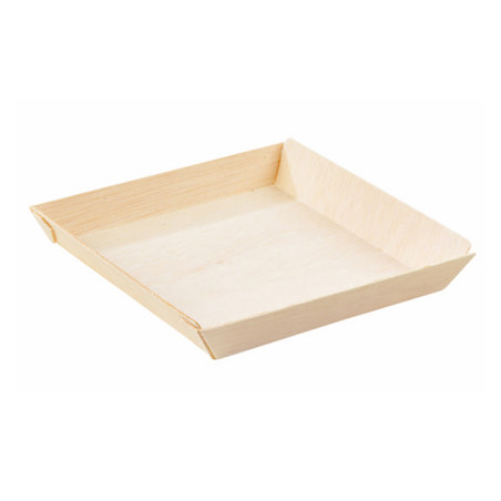 Plato de Madera Cuadrado 13x13x2cm 500ml (100 Uds)