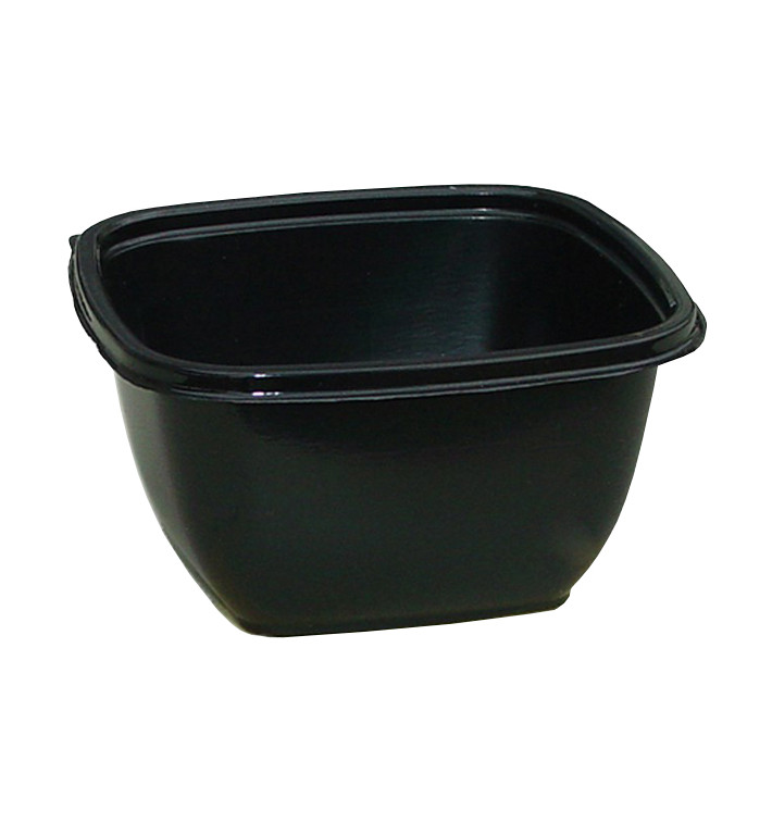 Bol Plástico Cuadrado Negro PET 500ml 125x125x70mm (500 Uds)