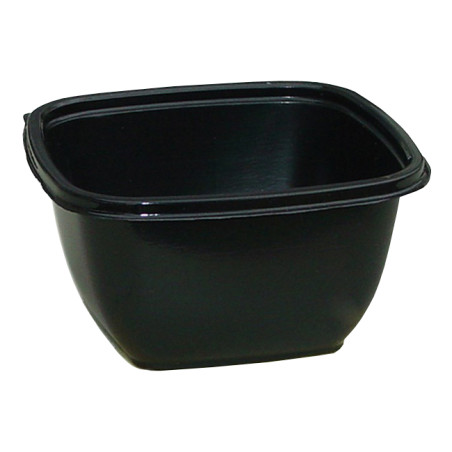 Bol Plástico Cuadrado Negro PET 500ml 125x125x70mm (500 Uds)