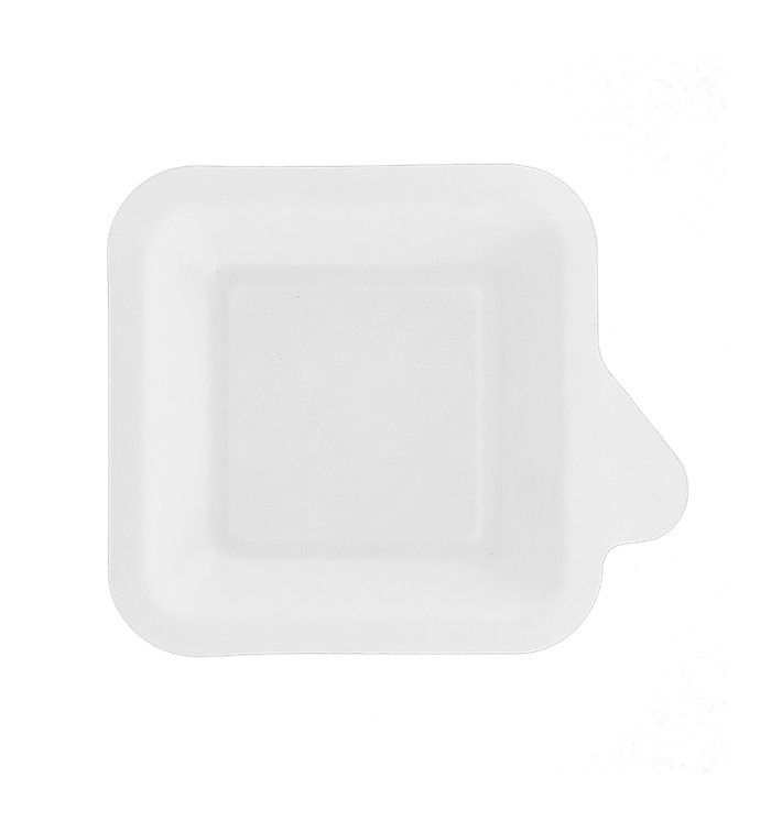 Plato Lengueta Caña de Azucar Blanco 110x110mm (50 Uds)