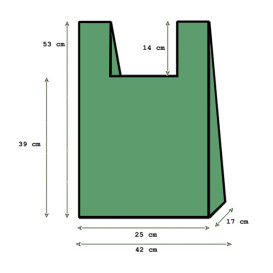 Bolsa Plástico Camiseta 70% Reciclado “Colors” Verde 42x53cm G200 (1.000 Uds)