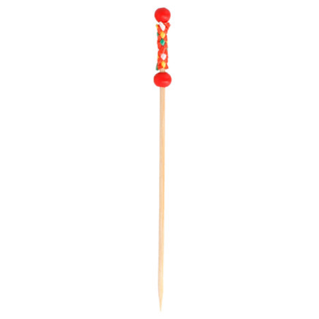 Pinchos de Bambú Decorados Rojo 120mm (100 Uds)