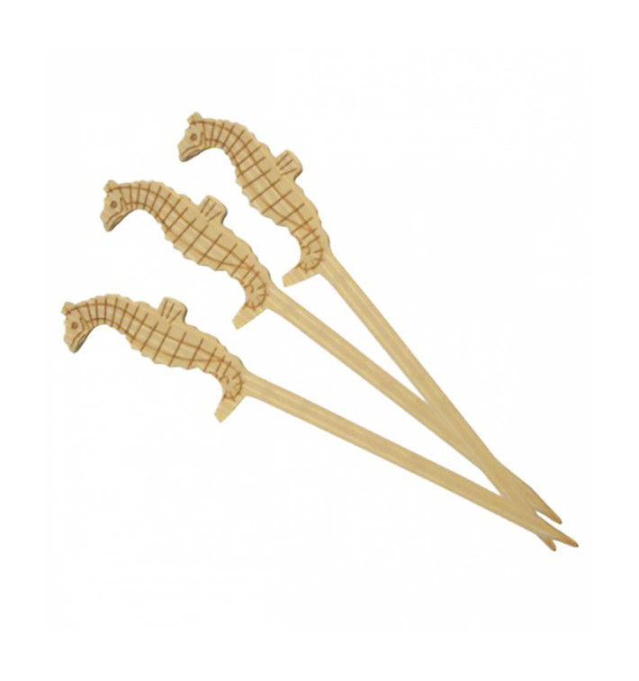 Pinchos de Bambu Decorados Caballito Mar 90 mm (10.000 Uds)