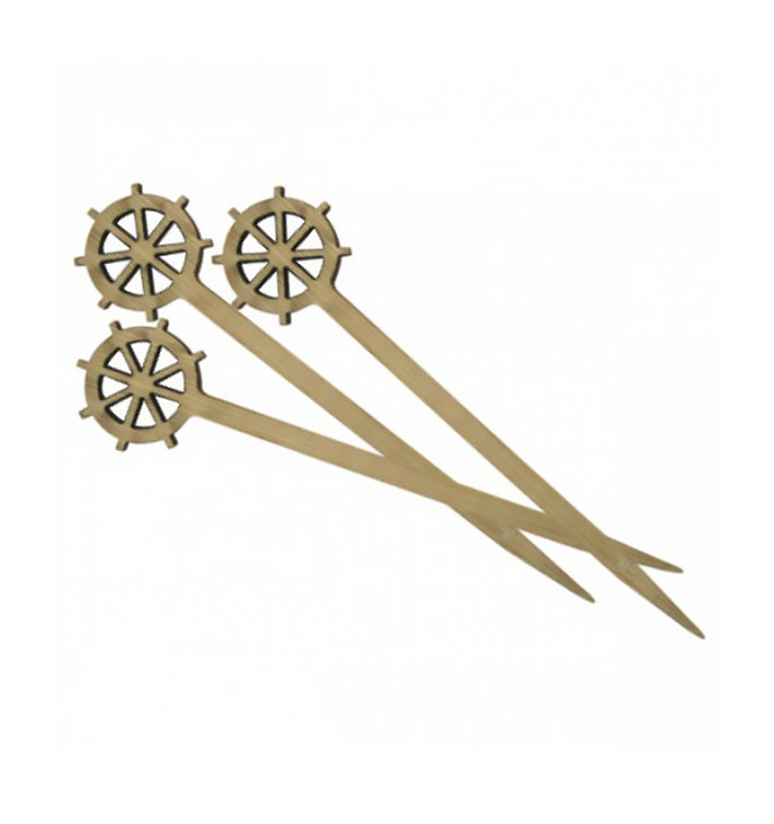 Pinchos de Bambu Decorados Timón 90 mm (10000 Uds)