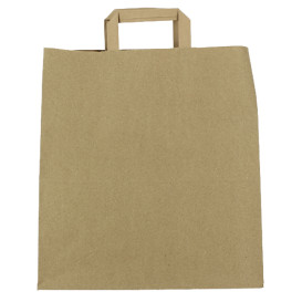 Bolsas de Papel Asa Plana Kraft 80g/m² 32+16x35cm (250 Uds)