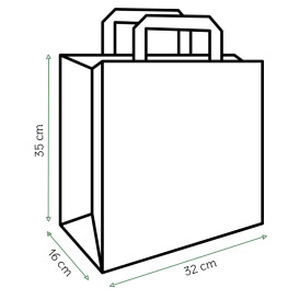 Bolsas de Papel Asa Plana Kraft 80g/m² 32+16x35cm (250 Uds)