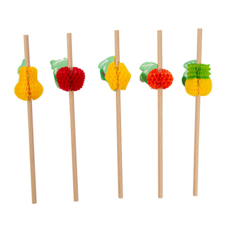 Pajita Recta Papel Surtido Frutas Ø6mm 23cm (1.000 Uds)