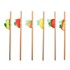 Pajita Recta Papel Surtido Frutas Ø6mm 23cm (2.400 Uds)