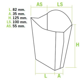 Caja Kraft para Fritas Mediana 8,2x3,5x12,5cm (25 Uds)