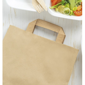 Bolsas de Papel Asa Plana Kraft 80g/m² 32+16x35cm (250 Uds)