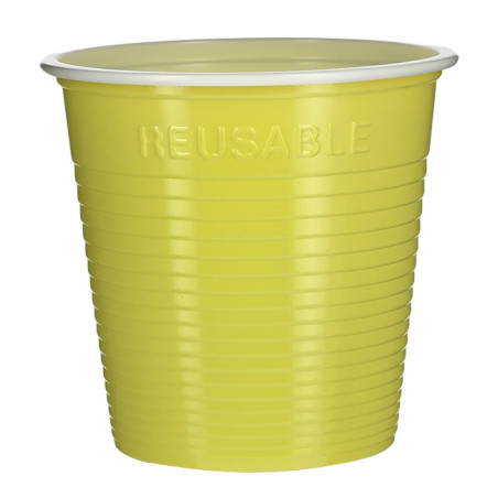 Vaso Reutilizable Económico PS Bicolor Amarillo 230ml (420 Uds)