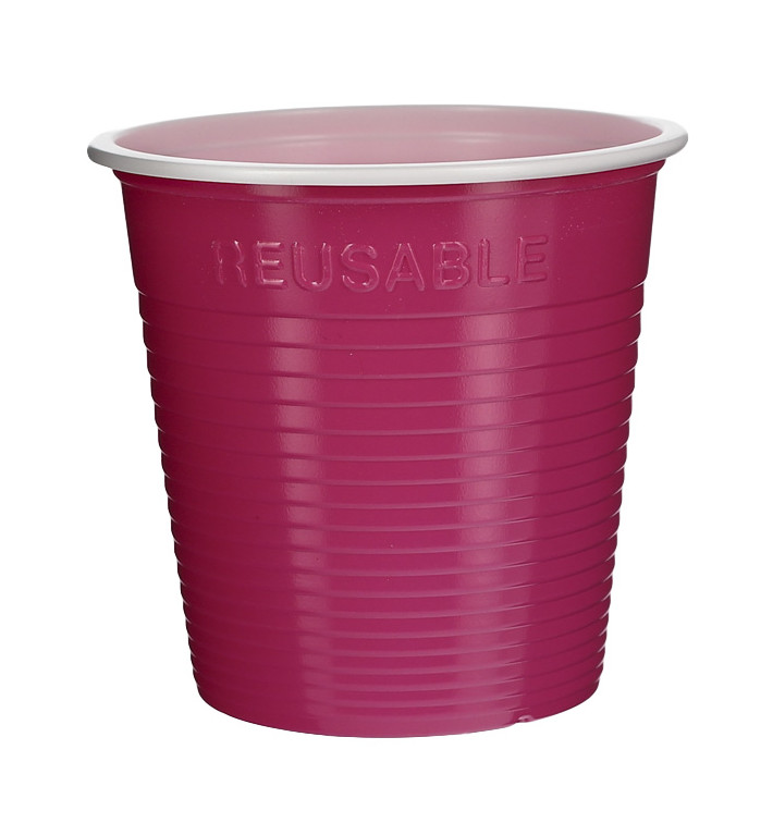 Vaso Reutilizable PS Bicolor Fucsia 160ml (450 Uds)