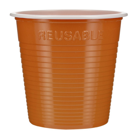 Vaso Reutilizable Económico PS Bicolor Naranja 230ml (420 Uds)