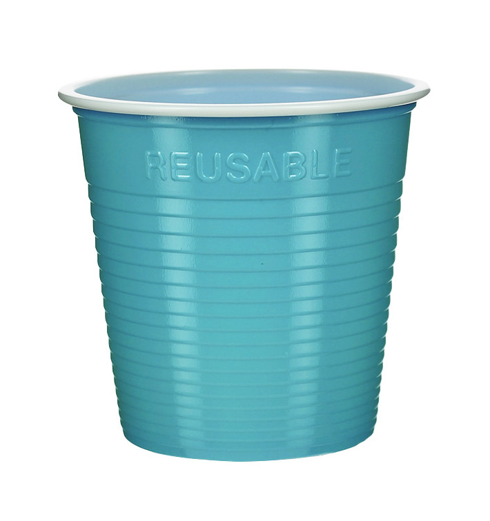 Vaso Reutilizable Económico PS Bicolor Turquesa 230ml (420 Uds)