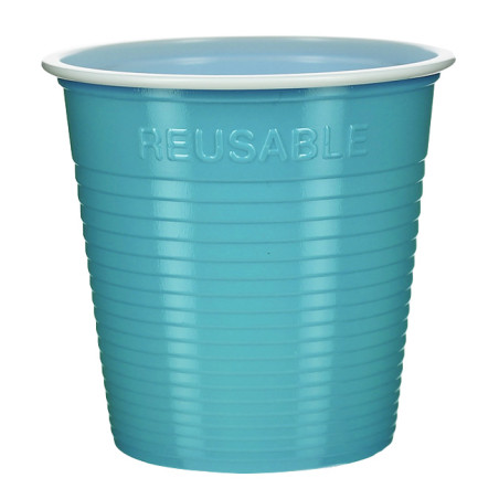 Vaso Reutilizable Económico PS Bicolor Turquesa 230ml (420 Uds)