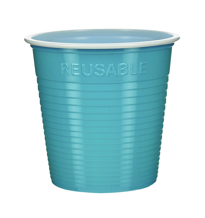 Vaso Reutilizable Económico PS Bicolor Turquesa 230ml (30 Uds)